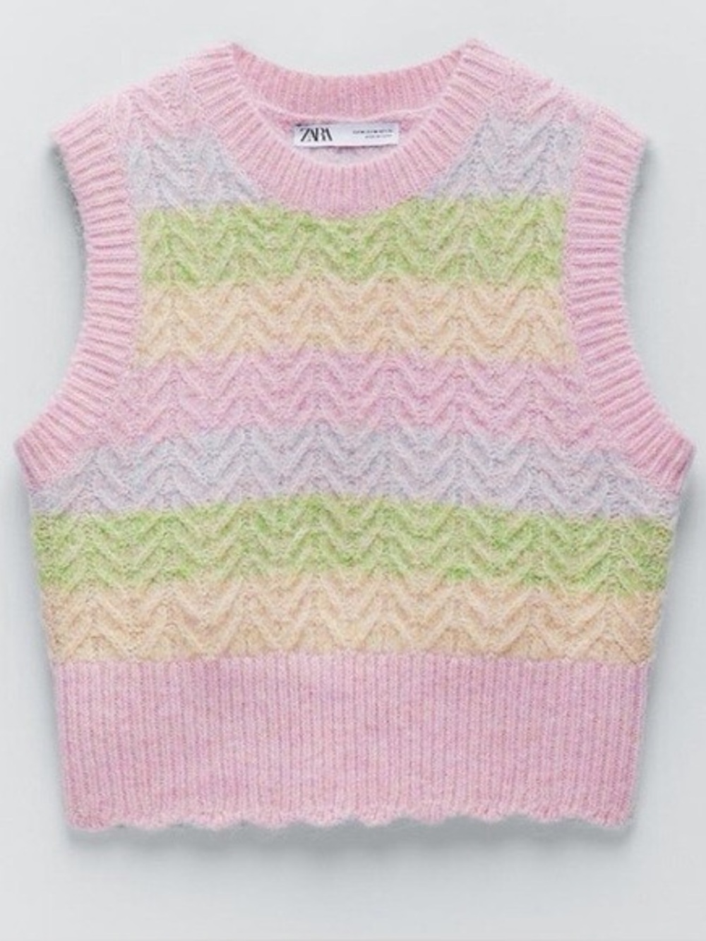 Zara Striped Knit Wool/Alpaca Blend Pastel Sweater Vest Small